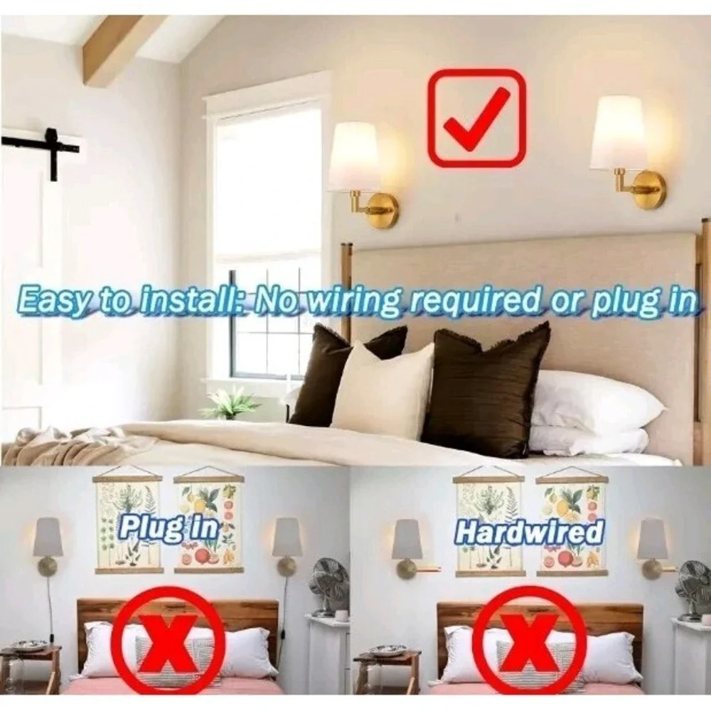 SLYWISE Battery Operated Wall Sconce, Wireless Wall Sconce Set of Two RGB Colors